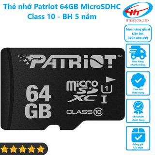 Thẻ nhớ Patriot 64GB MicroSDHC Class 10 – BH 5 năm giá sỉ