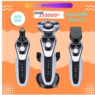 Máy cạo râu đa chức năng Shaver 4D 3in1, 3 lưỡi kép tự mài sắc, cạo sát sạch êm, chống nước