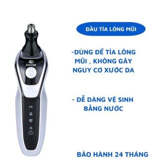 Máy cạo râu đa chức năng Shaver 4D 3in1, 3 lưỡi kép tự mài sắc, cạo sát sạch êm, chống nước