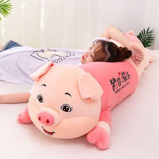 Gấu bông gối ôm Tina Heo mặc áo hồng bông cao cấp, vỏ nhung Hàn Quốc mềm mịn, co dãn 4 chiều, size 90cm - 1m1