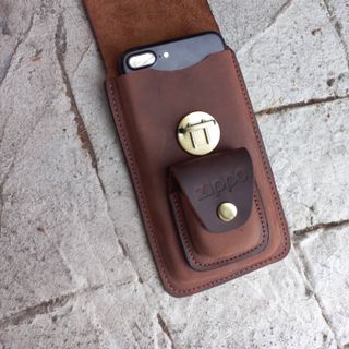 BAO DA ĐỰNG ĐIỆN THOẠI KÈM ZIPPO ĐEO THẮT LƯNG
