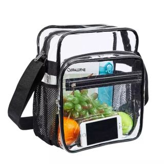 túi đeo chéo trong suốt phối lưới 2 bên có ngăn mặt trước TA123 giá sỉ