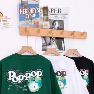Áo thun form rộng tay lỡ nam nữ unisex in nổi POP.POP VẢI cotton co giãn thấm hút tốt