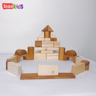 BỘ XẾP HÌNH KHỐI 31 MIẾNG BẰNG GỖ-5saokids