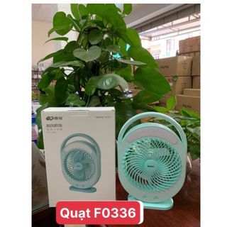 QUẠT SẠC TÍCH ĐIỆN CÓ ĐÈN LED SÁNG KM-F0336 MÀU XANH LỤC BẢO