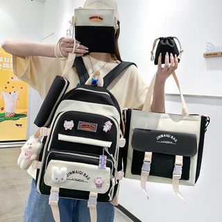 Combo balo 4 món đi học, set balo nam nữ thời trang ulzzang chống thấm - Cặp Đi học Jima