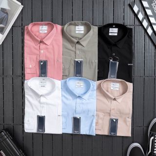 Áo sơ mi lụa nam, Sơ mi dài tay nam cao cấp, chất vải lụa Nến chống nhăn tuyệt đối, chuẩn hàng Xuất - Logo thêu sắc nét - size từ 50kg - 90kg