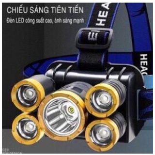 Đèn Pin Đội Đầu 5 Bóng Kèm Sạc - Đèn Pin Siêu Sáng Tiện Lợi