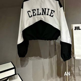 Áo Khoác Dù Nữ Croptop Họa Tiết In Chữ Nổi CELNIE Có Dây Rút Phối Màu Phong Cách Cá Tính
