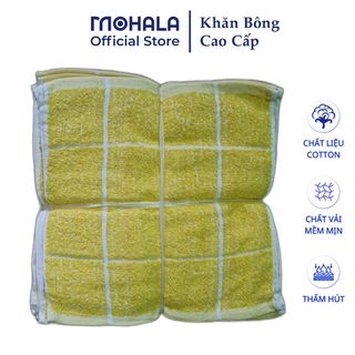 Khăn 4 ô vàng Mohala kích thước 28x28 chất liệu 100% cotton làm khăn lau cao cấp.