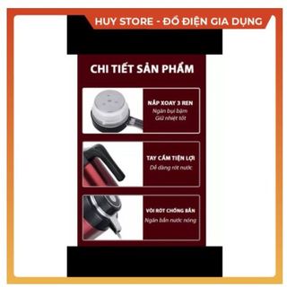 Ấm siêu tốc GUGKOO Chính Hãng đun sôi ủ nóng , Bình siêu tốc đun nước 2 in 1 siêu nhanh cách nhiệt tốt đa năng Huy Store
