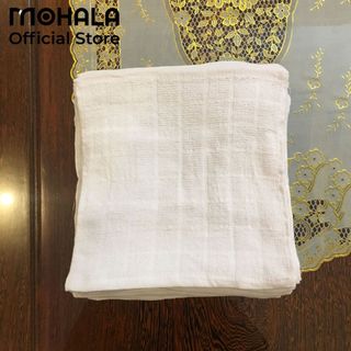 Khăn trắng Mohala chất liệu cotton kích thước 25x25, khăn vuông trắng cao cấp dùng lau đa năng, phục vụ nhà hàng giá sỉ