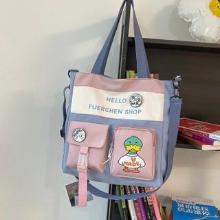 Túi tote đeo vai vải bố học sinh phong cách thời trang đi học ulzzang hello