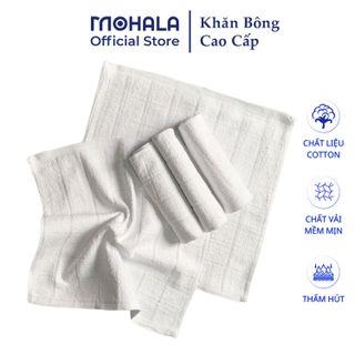 Khăn trắng Mohala chất liệu cotton kích thước 28x28, khăn vuông trắng cao cấp dùng lau đa năng, phục vụ nhà hàng.