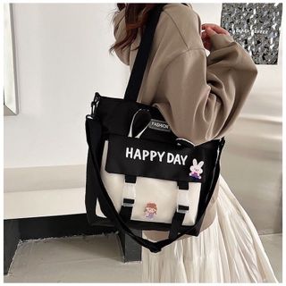 Túi tote nữ đi học, đi chơi thời trang tai thỏ happy day