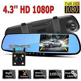 CAMERA HÀNH TRÌNH GƯƠNG CHIẾU HẬU (4.3INCH) FULL HD KÈM CAMERA LÙI