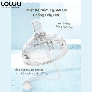 Bình sữa Loluli silicon siêu mềm cho bé chống sặc có ống hút 360 độ có quai 240ml