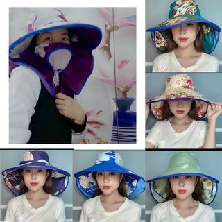 NÓN MŨ CHỐNG NẮNG KHÁNG TIA UV - 2 LỚP KÈM KHẨU TRANG, VÀNH RỘNG 10CM,  LÔ THOÁNG KHÍ, DÂY RÚT NÓN – LOẠI ĐẸP – BÁCH HÓA XANH 365 giá sỉ