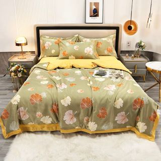 Bộ Chăn Ga LỤA THÁI CHĂN HÈ Hàng Nhập Khẩu 4 Món Siêu Đẹp Mát Lạnh - KiMi Decor HCM