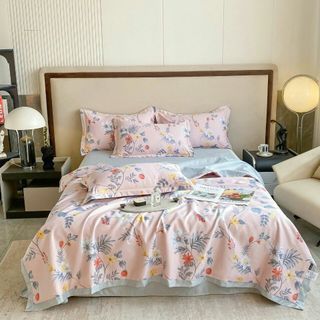 Bộ lụa thái 5 món mềm mịn mát sang trọng nhập khẩu cao cấp cho homestay, khách sạn, căn hộ dịch vụ