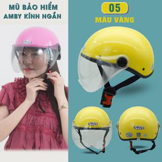 Mũ Bảo Hiểm Nửa Đầu Có Kính Amby Helmet - Kính che nửa mặt, khóa nhựa - Nhiều màu