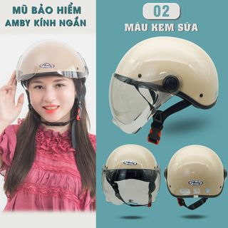 Mũ Bảo Hiểm Nửa Đầu Có Kính Amby Helmet - Kính che nửa mặt, khóa nhựa - Nhiều màu