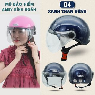 Mũ Bảo Hiểm Nửa Đầu Có Kính Amby Helmet - Kính che nửa mặt, khóa nhựa - Nhiều màu