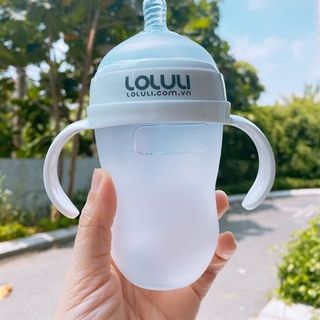 Bình sữa Loluli silicon siêu mềm cho bé chống sặc có ống hút 360 độ có quai 240ml giá sỉ