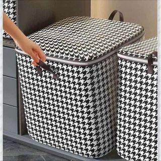 Túi Đựng Chăn Màn Họa Tiết Caro Vải Không Dệt Khóa Kéo Đôi