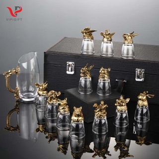 Bộ bình ly thủy tinh 12 con giáp giá sỉ