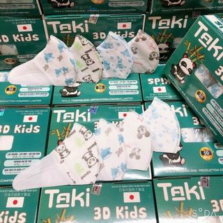 Khẩu trang trẻ em TAKI 3D 3 lớp kháng khuẩn họa tiết (50 cái/hộp) giá sỉ