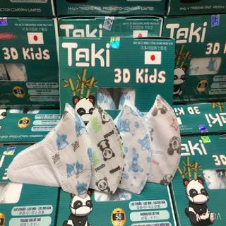 Khẩu trang trẻ em TAKI 3D 3 lớp kháng khuẩn họa tiết (50 cái/hộp)