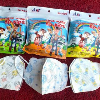 Khẩu trang trẻ em 5D KIDS 5 lớp kháng khuẩn họa tiết (10 cái/túi)