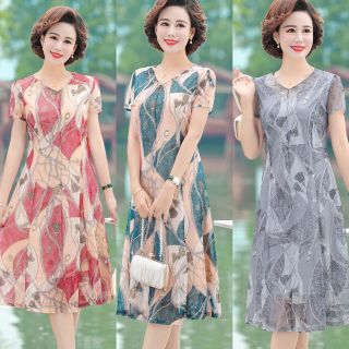 Đầm voan hoạt tiết hình khối