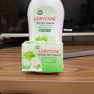 Sữa Tắm Trắng Da Hương Nước Hoa Gervenne 450G [ Hàng kèm 1 cục xà phòng ] + 12 gói tắm gội Enchanteur