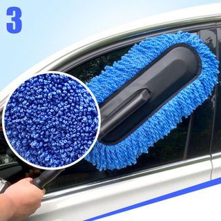 Chổi lau rửa xe ô tô sợi dầu LOẠI DẸT - Cán có thể kéo dài (Giá Sỉ / Giá Buôn Bán )