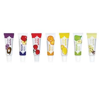 Kem đánh răng trẻ em edel+white 7 Früchtli, hộp 7x9.4 ml (ngừa sâu răng, củng cố men răng, răng trắng sáng, 7 ngày, 7 hương vị)