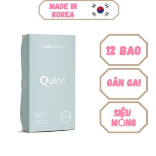 Bao cao su Hàn Quốc siêu mỏng Quinn Pleasure Max 001 - Gân - hộp 12 cái