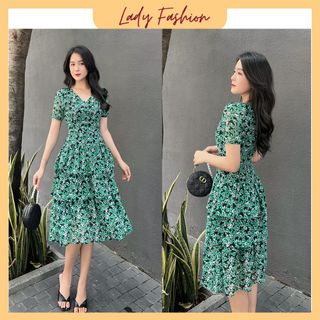 {HCM}Đầm voan Hàn hoa nhí sang trọng D073 -Lady Fashion - Khánh Linh Style giá sỉ