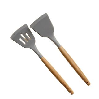 [HÀNG CHÍNH HÃNG] – Bộ 2 dụng cụ nấu ăn Vá/ Sạn/Xẻng có rãnh cán gỗ Seoulcook cao cấp, chống dính dùng cho nhà bếp