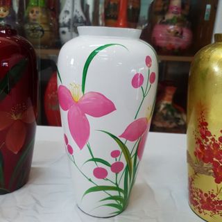 Bình lá lan hút tài lộc Sơn Mài Cao Cấp Thanh Bình Lê size 25x13x13 cm Cắm Hoa, Trang Trí Kệ, Bàn Làm Việc, Quà Tặng