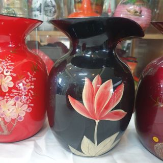 Lọ hoa sơn mài cao cấp Thanh Bình Lê miệng kiểu loe, cắm hoa, trang trí nhà cửa, văn phòng, quà tặng ý nghĩa size 21.5x1