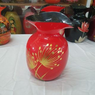 Lọ hoa sơn mài cao cấp Thanh Bình Lê miệng kiểu loe, cắm hoa, trang trí nhà cửa, văn phòng, quà tặng ý nghĩa size 21.5x1