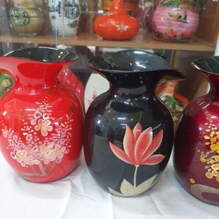 Lọ hoa sơn mài cao cấp Thanh Bình Lê miệng kiểu loe, cắm hoa, trang trí nhà cửa, văn phòng, quà tặng ý nghĩa size 21.5x1