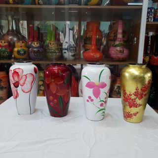 Bình lá lan hút tài lộc Sơn Mài Cao Cấp Thanh Bình Lê size 25x13x13 cm Cắm Hoa, Trang Trí Kệ, Bàn Làm Việc, Quà Tặng