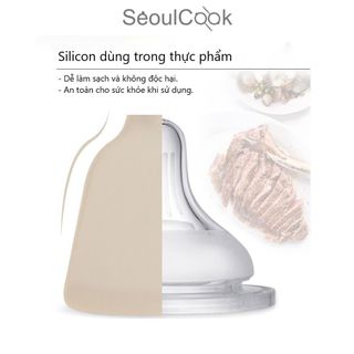 [HÀNG CHÍNH HÃNG] – Vá/ Sạn/Xẻng có rãnh Seoulcook, chất liệu silicon cao cấp chịu nhiệt, cán gỗ chống dính dùng cho nhà
