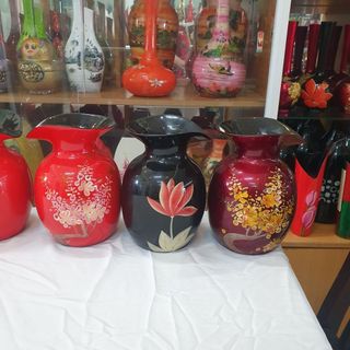 Lọ hoa sơn mài cao cấp Thanh Bình Lê miệng kiểu loe, cắm hoa, trang trí nhà cửa, văn phòng, quà tặng ý nghĩa size 21.5x1