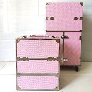 Loại 1 cao cấp – Bộ 2 cốp đa năng Hana bọc inox viền cạnh cứng cáp, đựng dụng cụ trang điểm, make up, phun xăm, nối mi c