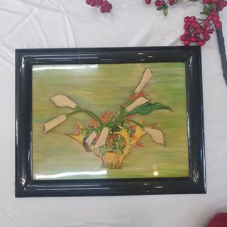 Tranh sơn mài vẽ cao cấpThanh Bình Lê size 37x47cm treo tường, trang trí nhà cửa, văn phòng, quà tặng tân gia
