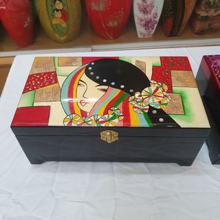 Hộp nữ trang 2 tầng Sơn Mài Cao Cấp Thanh Bình Lê đựng đồ trang sức, vật dụng nhỏ xinh phòng ngủ, trang trí, làm quà tặn